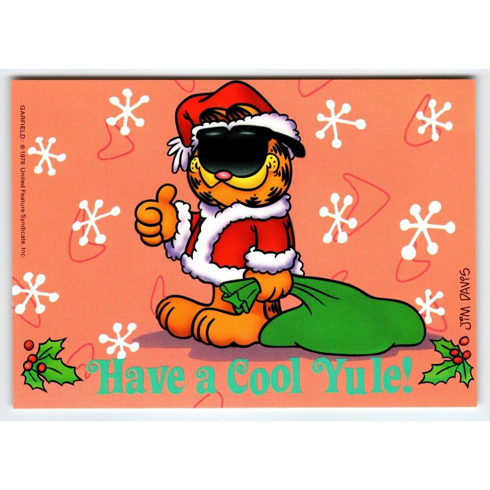 Garfield Christmas Postcard Cool Yule Jim Davis Comic Orange Tabby Cat 1978